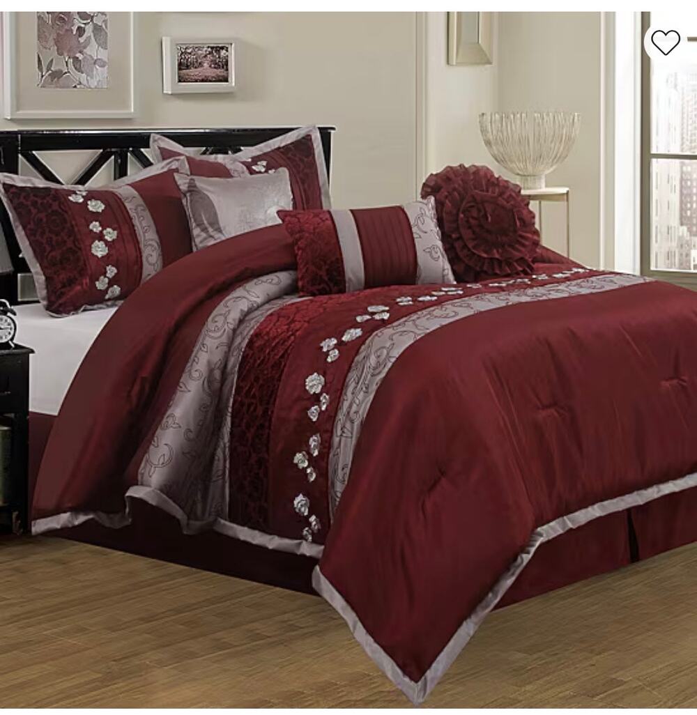 NEW! Stratford Park Audrey Nanshing Riley Wine 7pc Comforter Set King